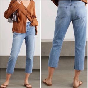 FRAME Le Beau Crop Jeans NWT High Rise Straight Raw Hem Light Wash SZ 31